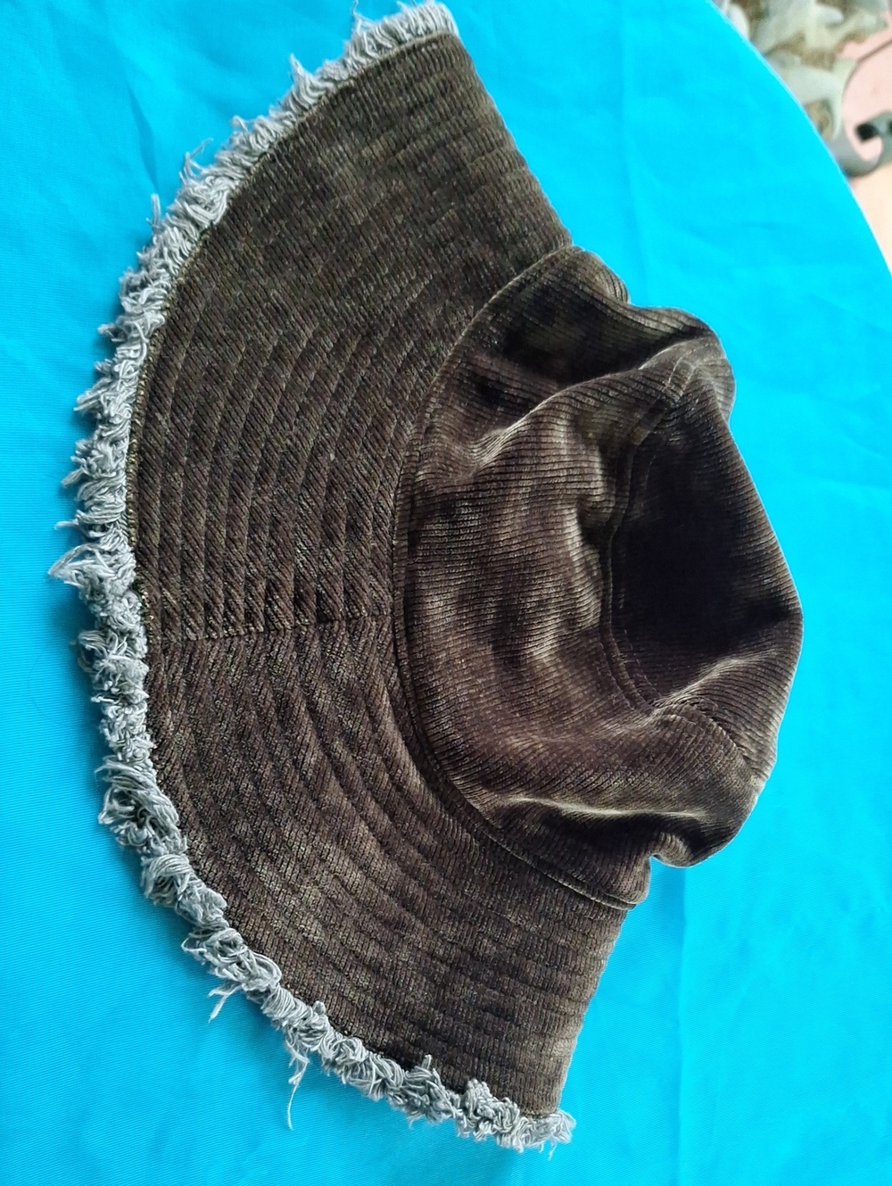 Grey Corduroy Wide-Brim Hat with Frayed Edge Fleece Lined Natural Life